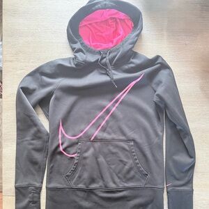 Nike Black Hoodie with Hot Pink Lined Hood and Swoosh